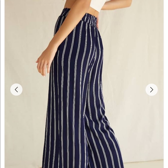 Forever21 wide legged pants maroon striped M - Picture 10 of 11